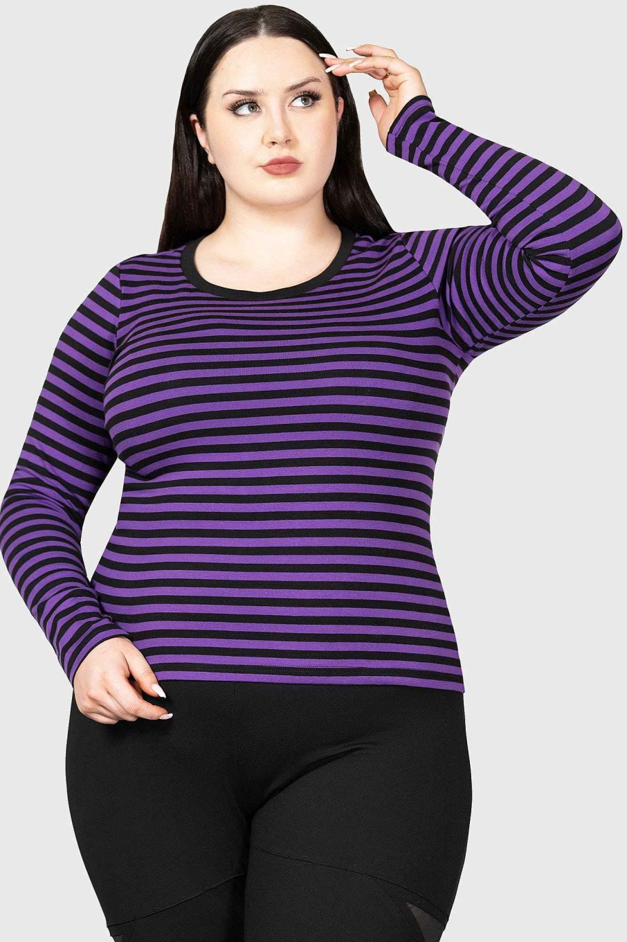 Plus KILLSTAR Tops | Jett Long Sleeve Top [Plum] [Plus] Purple