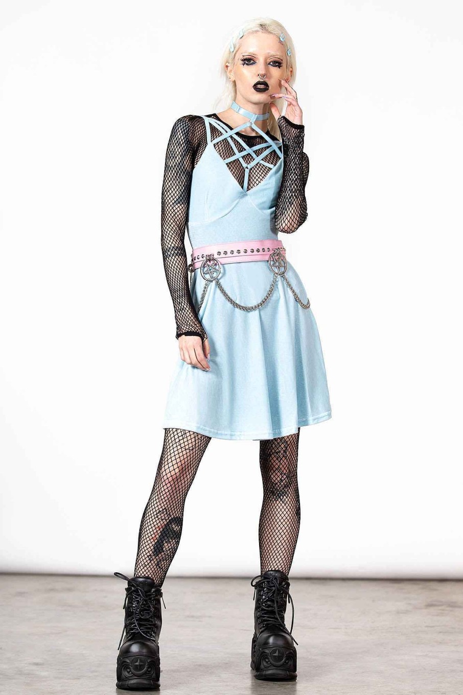 Women KILLSTAR Dresses | Magica Skater Dress [Pastel ] Blue