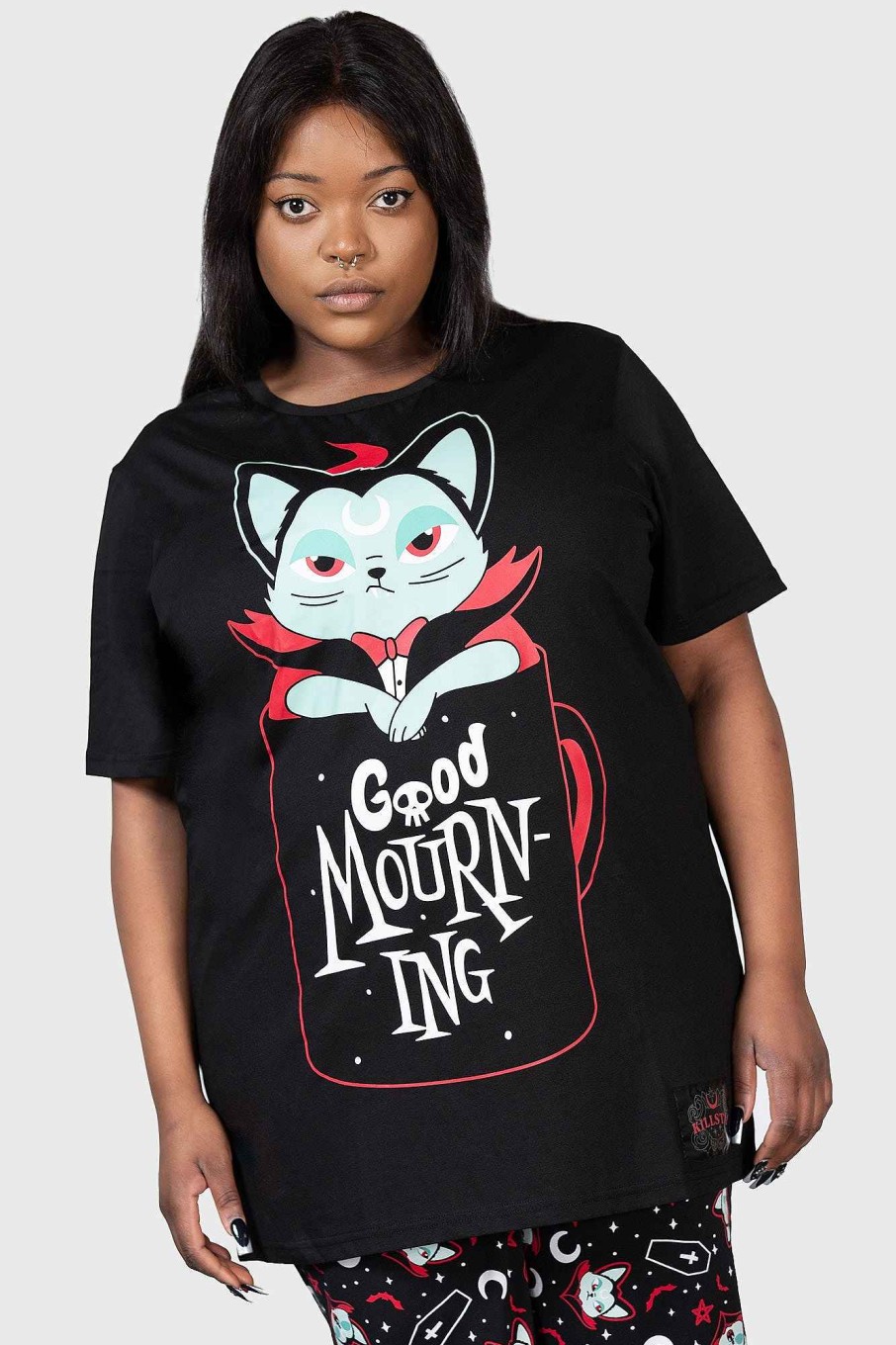 Plus KILLSTAR Loungewear | Catnap T-Shirt [Plus] Black