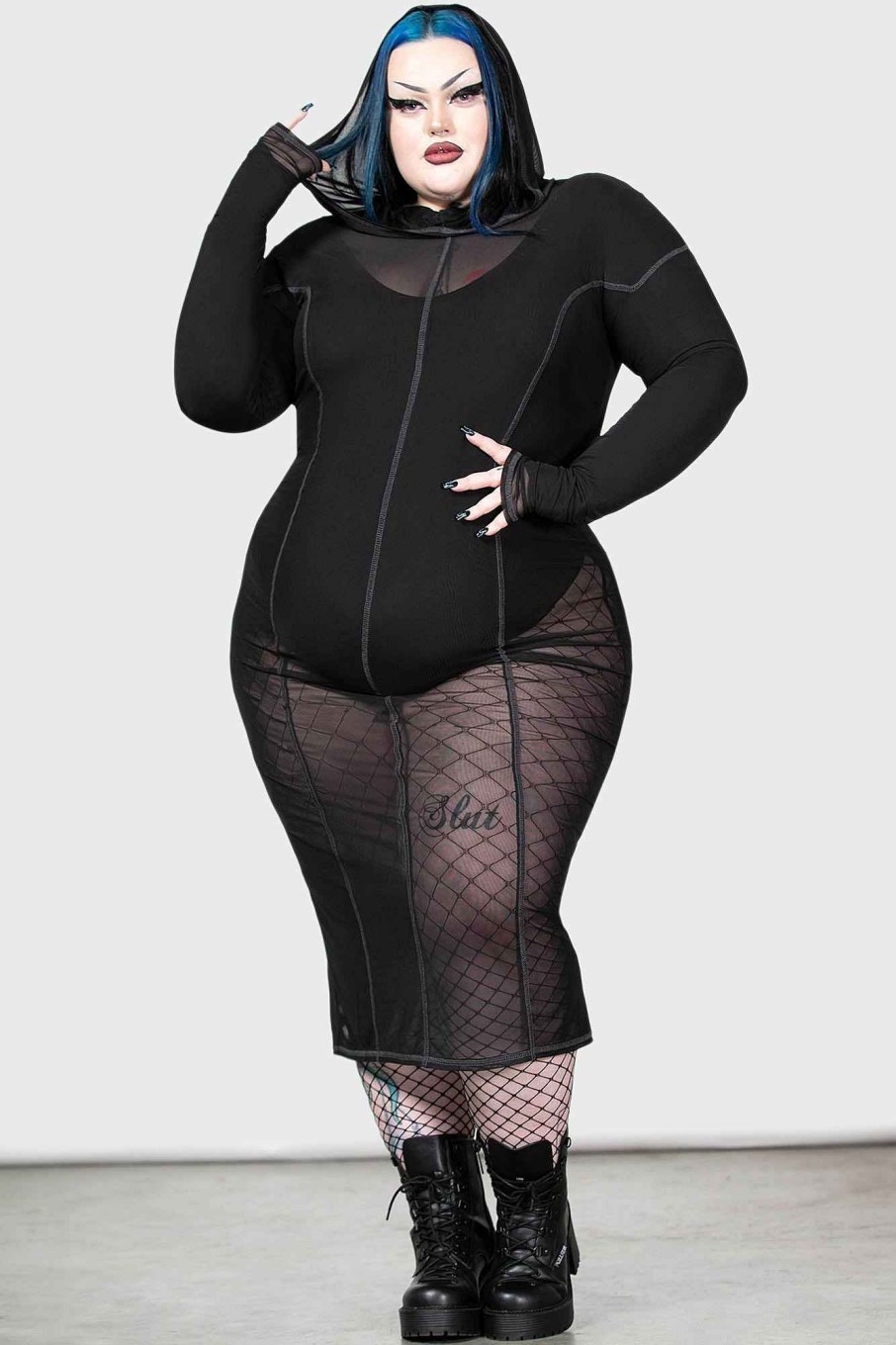 Plus Killstar Dresses | Witchz Hoard Midi Dress [Plus] Black