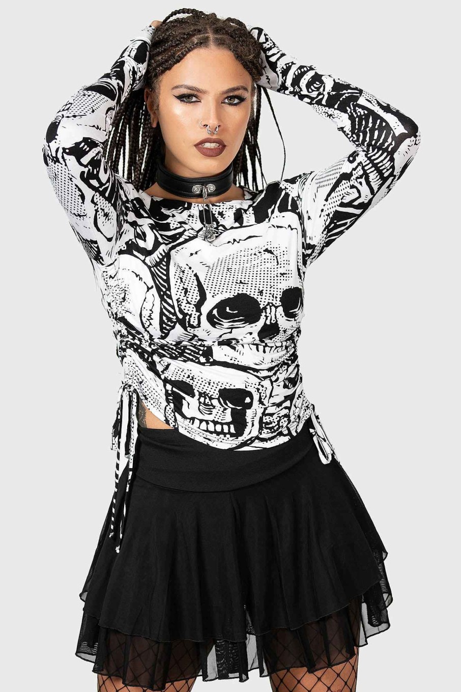 Women KILLSTAR Tops | Unhappy Haunting Top Black/White