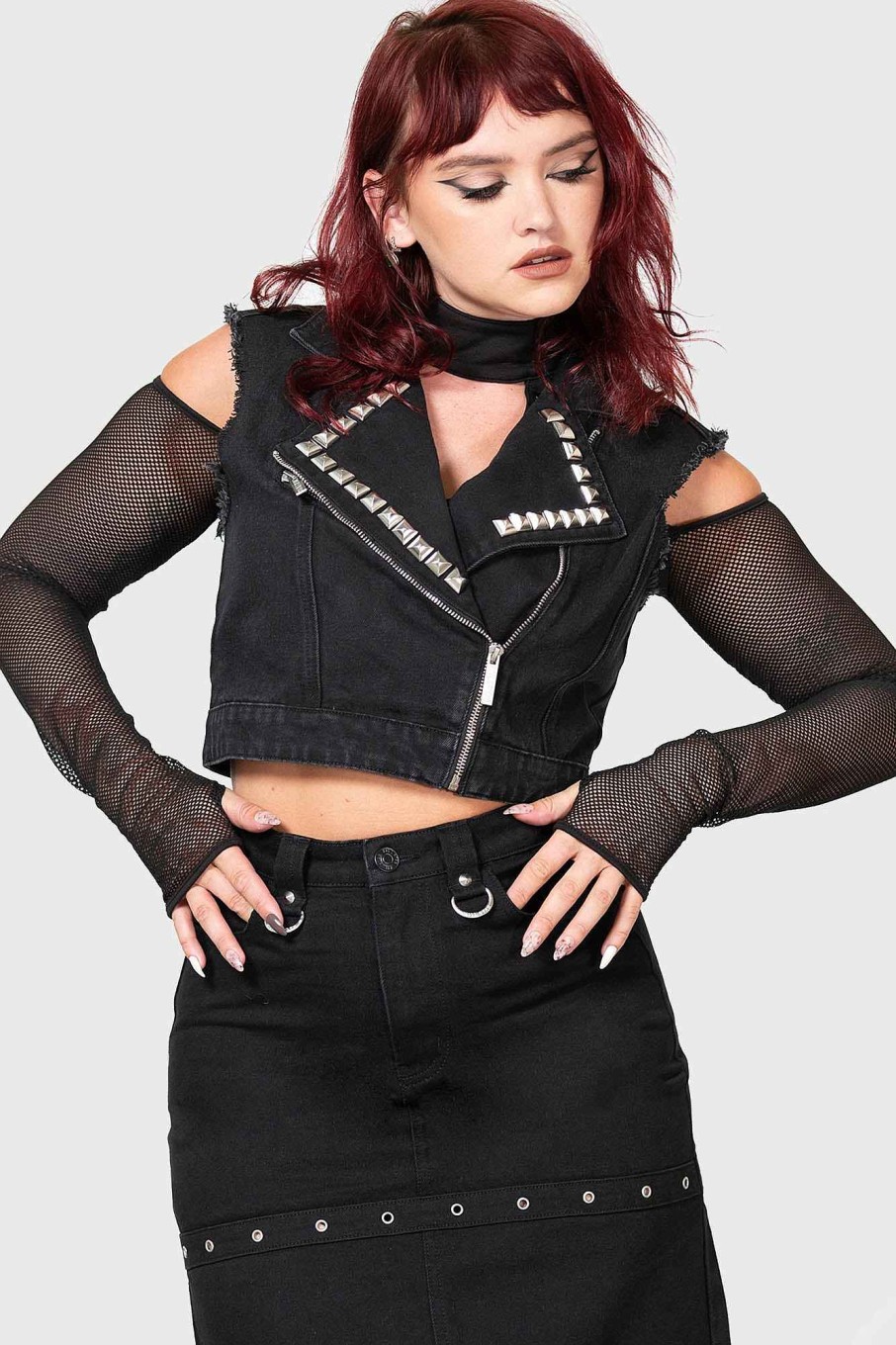 Women KILLSTAR Outerwear | Heaven2Hell Denim Vest Black