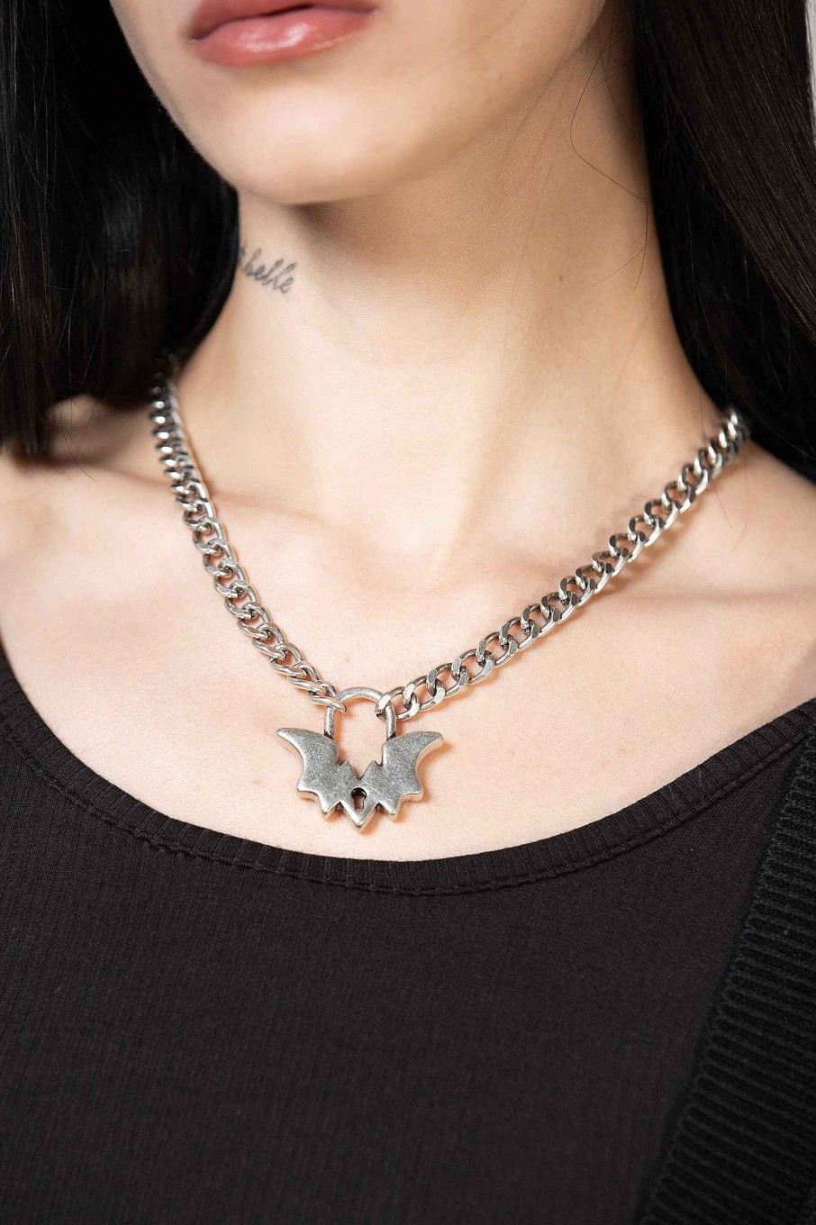 Accessories KILLSTAR Necklaces | Noctule Lock Necklace Silver