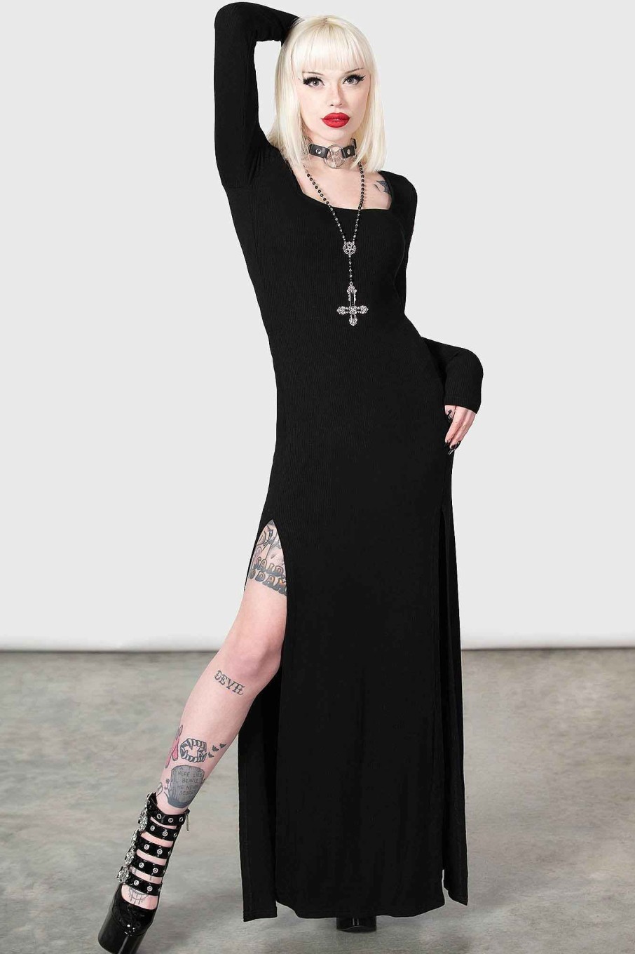 Women KILLSTAR Dresses | Lilith'S Rage Long Sleeve Dress Black