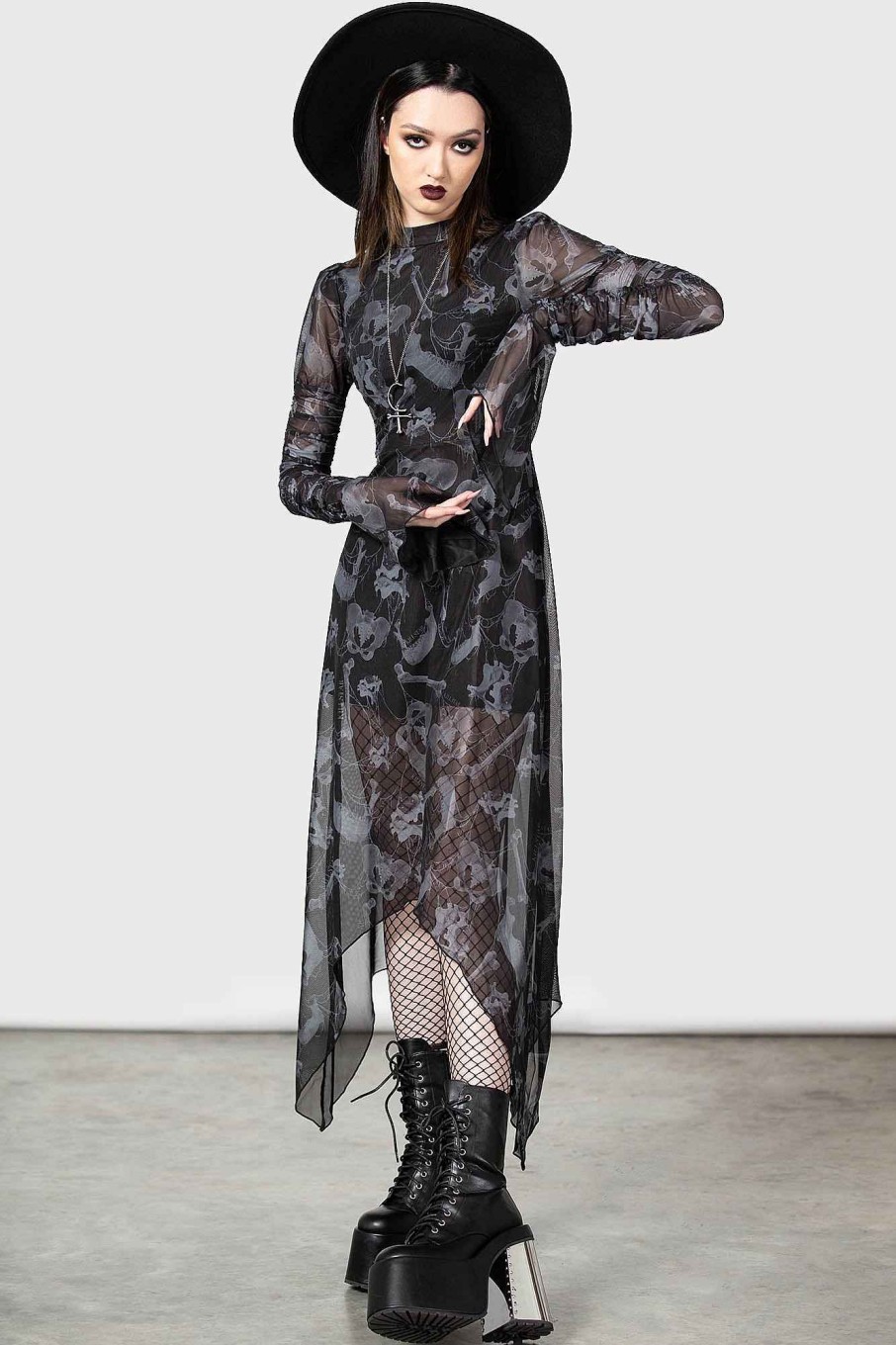 Women KILLSTAR Dresses | Glisten Long Sleeve Dress Black