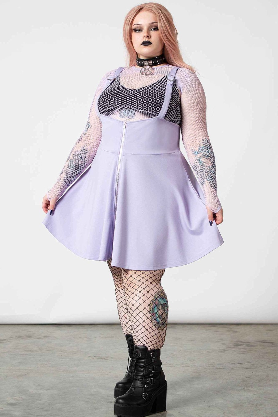 Plus KILLSTAR Bottoms | Suspend Me Statement Skirt [Pastel ] [Plus] Lilac