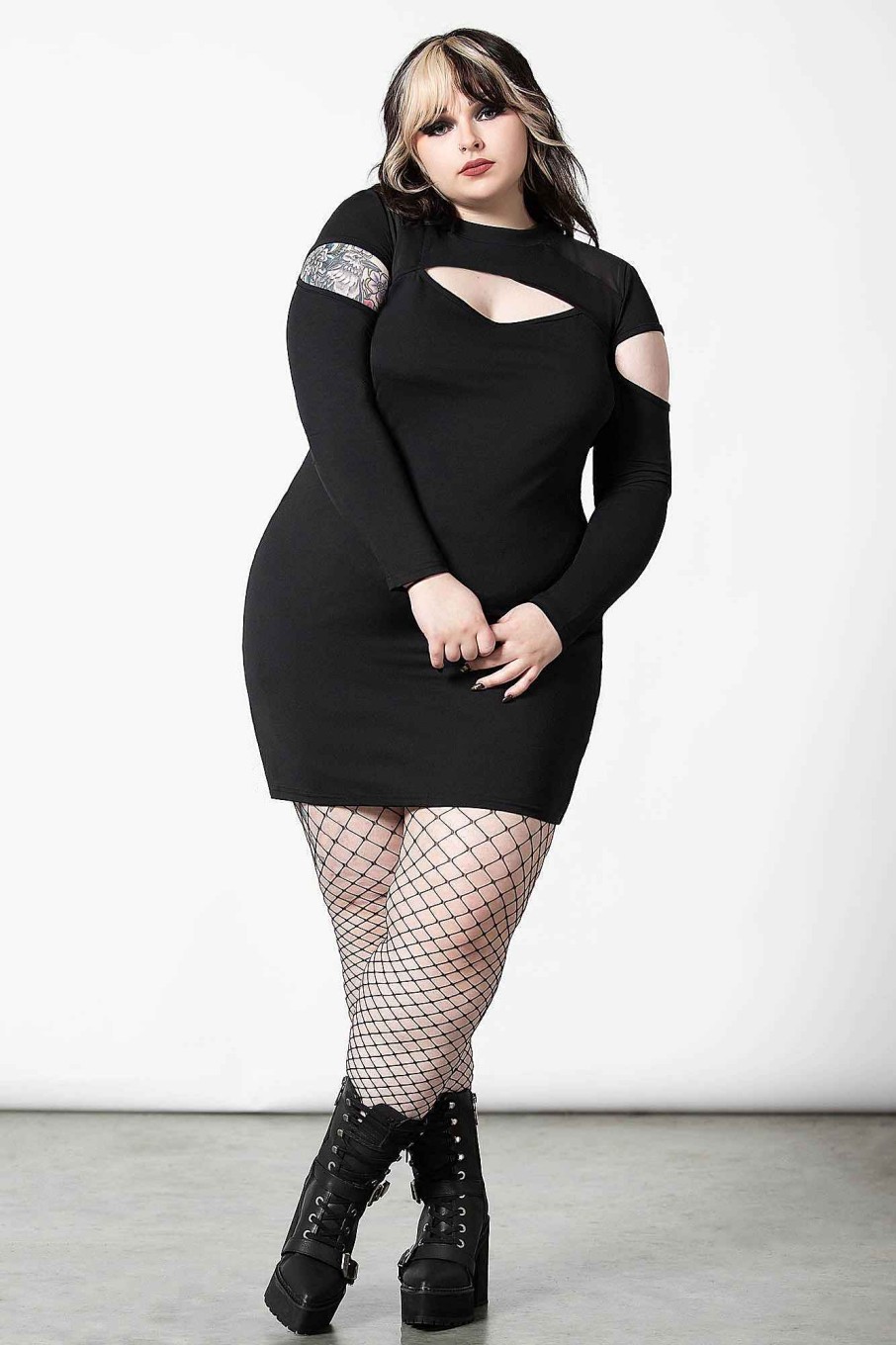 Plus KILLSTAR Dresses | Cosmic Shift Long Sleeve Dress [Plus] Black