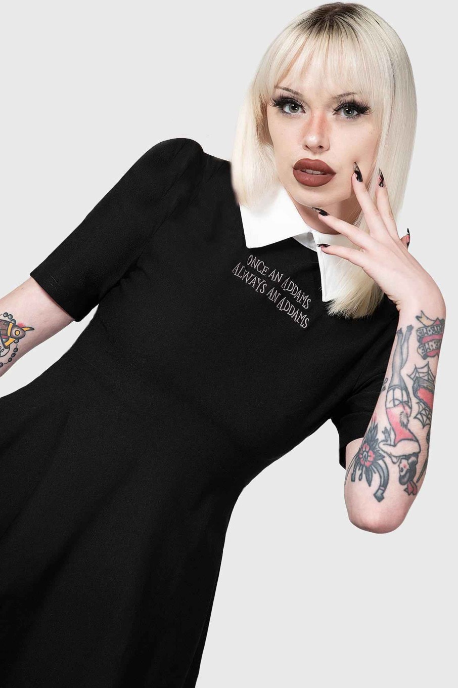 Women MGM WEDNESDAY Dresses | Est Heart Skater Dress Black