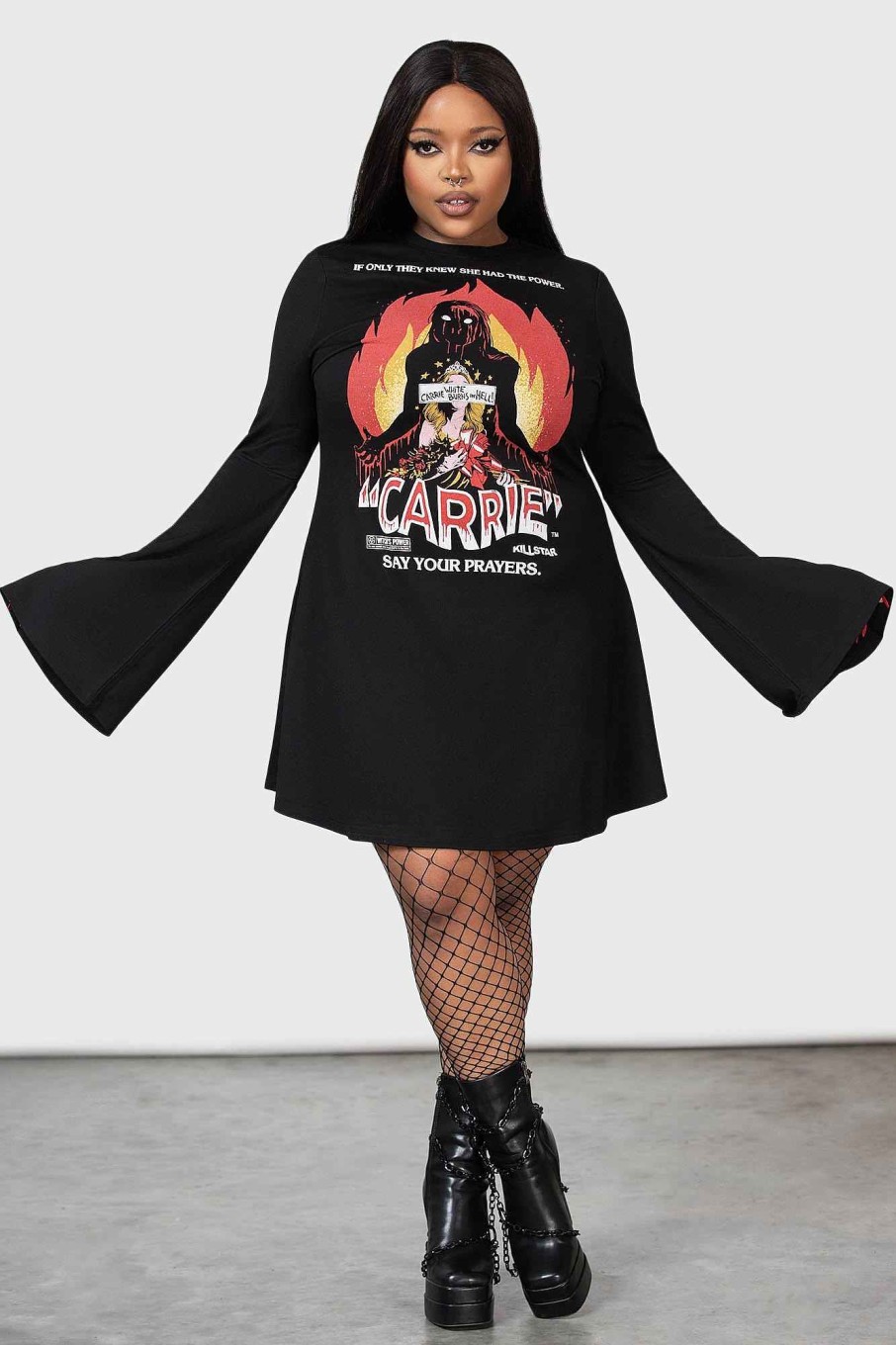 Plus MGM CARRIE Dresses | Creepy Carrie Skater Dress [Plus] Black