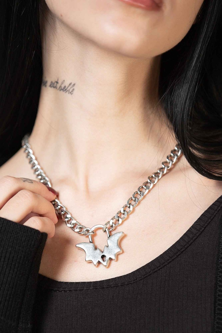 Accessories KILLSTAR Necklaces | Noctule Lock Necklace Silver