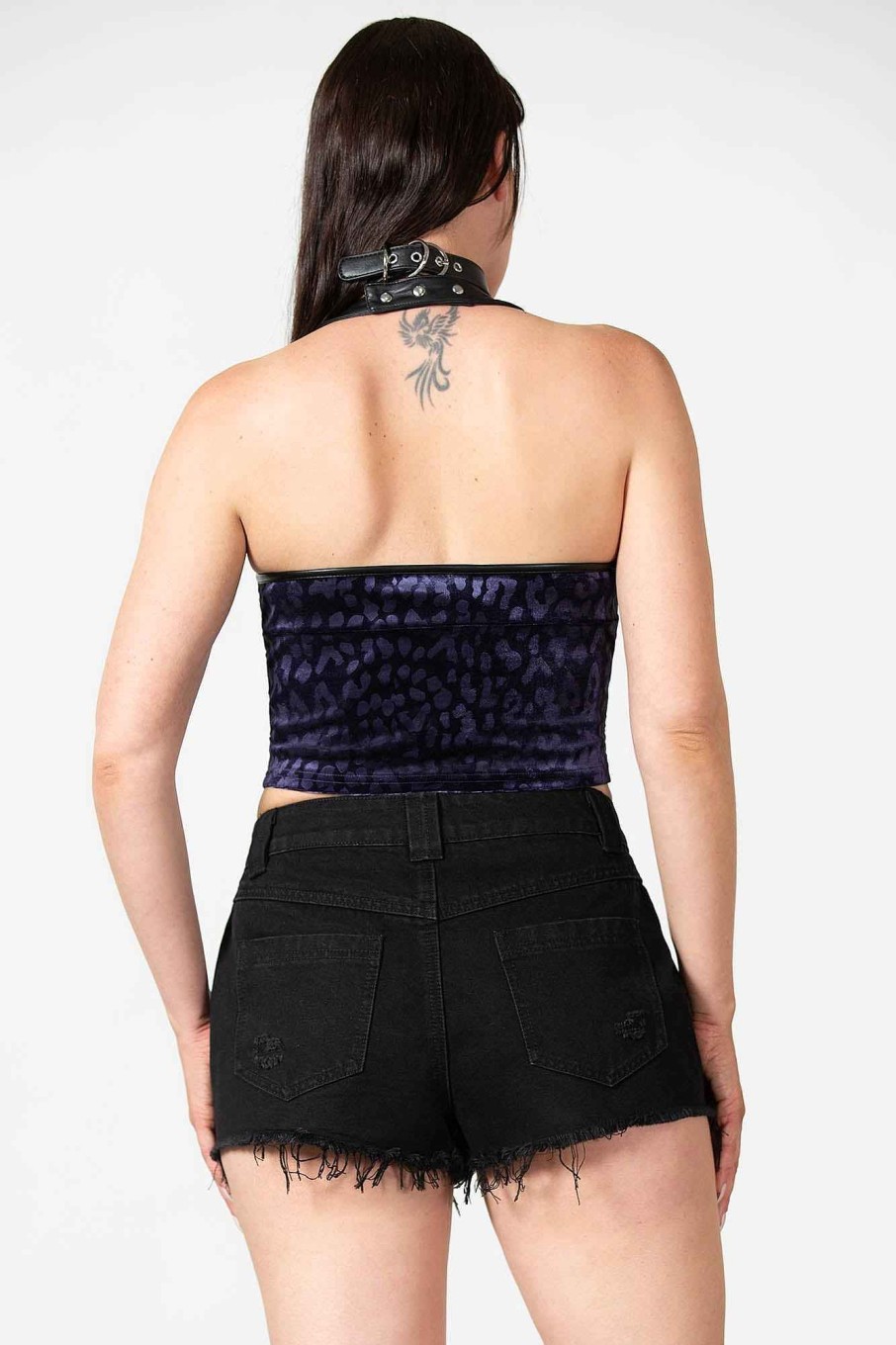 Women KILLSTAR Tops | Alley Cat Halter Top [Plum] Purple