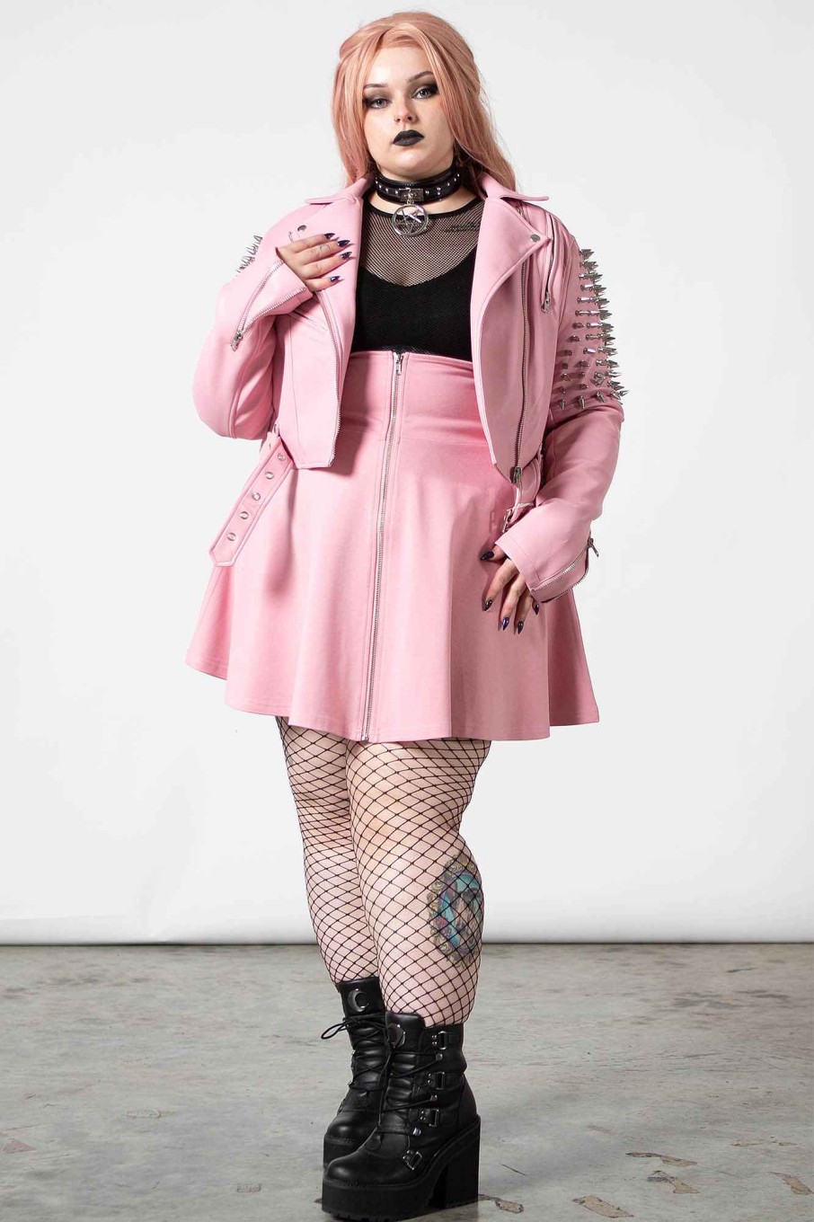 Plus KILLSTAR Bottoms | Suspend Me Statement Skirt [Pastel ] [Plus] Pink