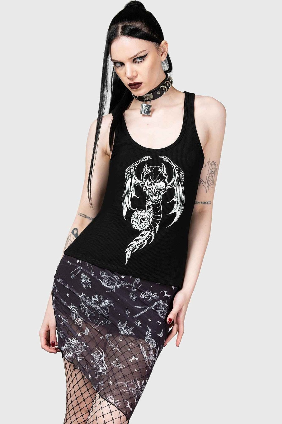 Women KILLSTAR Co-Ords | Dazed Skull Mini Skirt Black