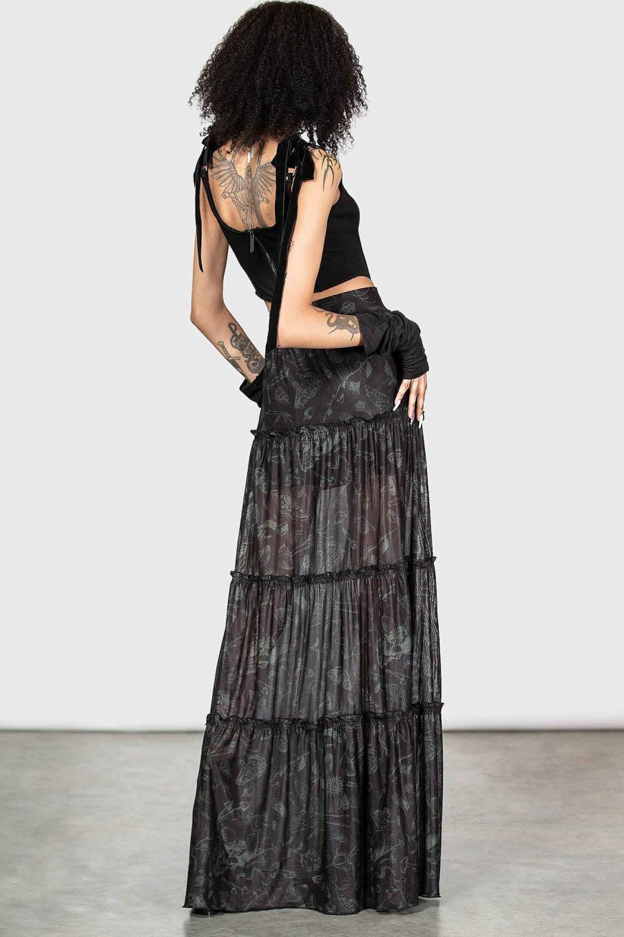 Women KILLSTAR Skirts | Ghosted Woods Maxi Skirt Black