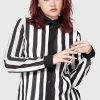 Women KILLSTAR Tops | Stripe Down Shirt Black/White