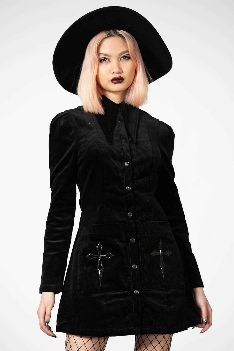 Women KILLSTAR Dresses | F Major Shirt-Dress Black