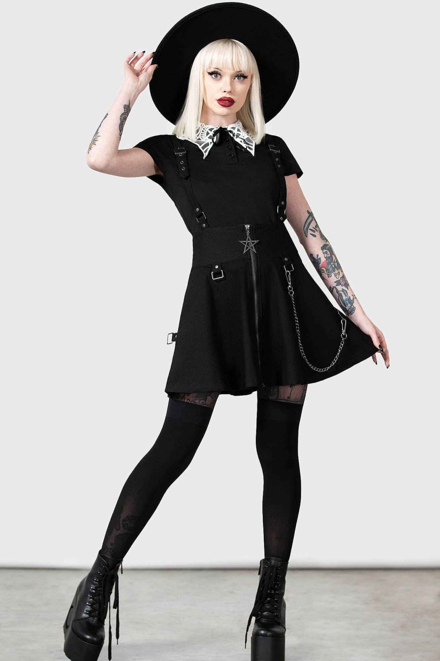 Women KILLSTAR Skirts | Study Hell Suspender Skirt [B] Black