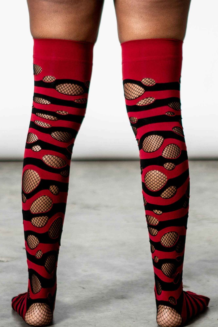 Accessories KILLSTAR Socks & Tights | Wretched Soul Distress Socks [Black/Blood] Red