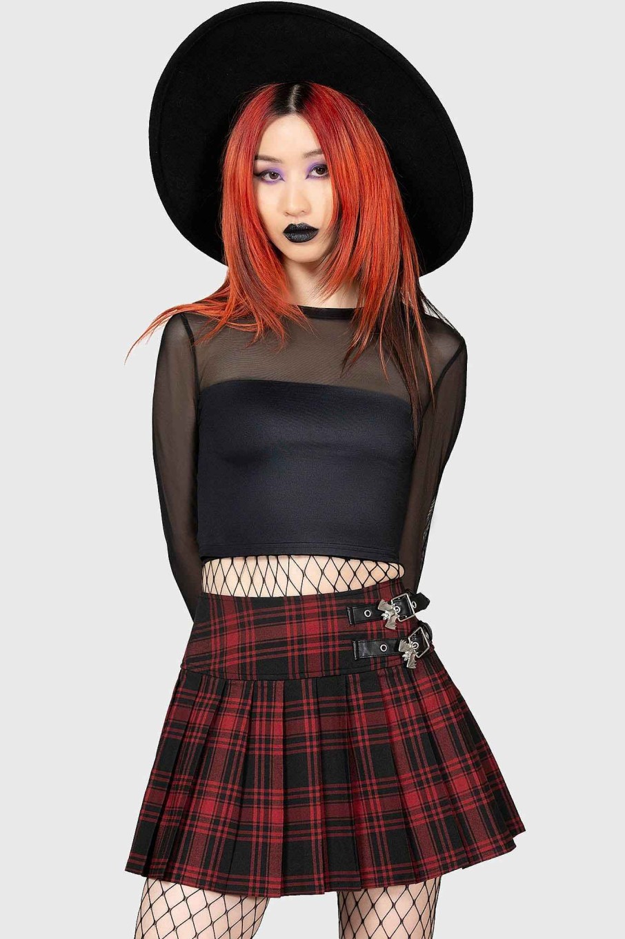 Women KILLSTAR Skirts | Bat Girl Skirt [Tartan] Red Tartan