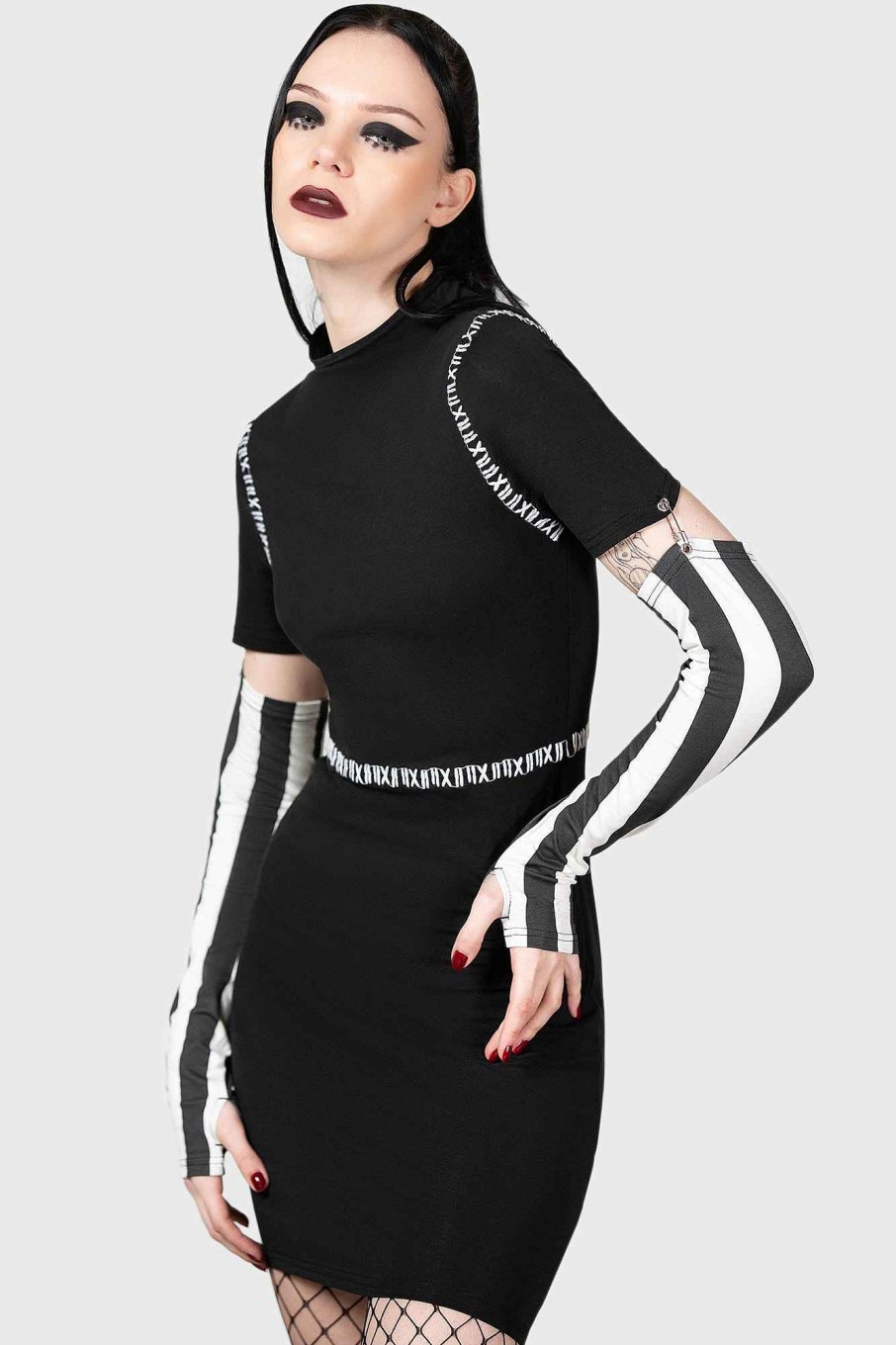 Women KILLSTAR Dresses | Stripes & Stitches Dress Black