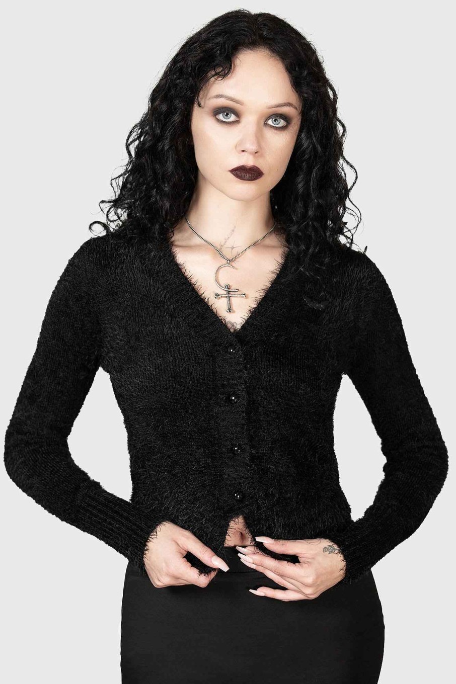 Women KILLSTAR Knitwear | Chiroptera Cardigan Black