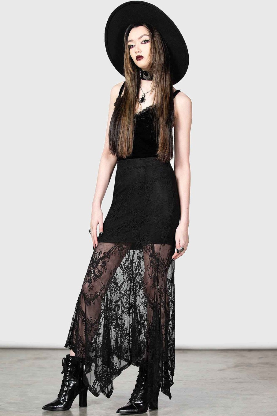 Women KILLSTAR Skirts | Rosa Lace Maxi Skirt Black