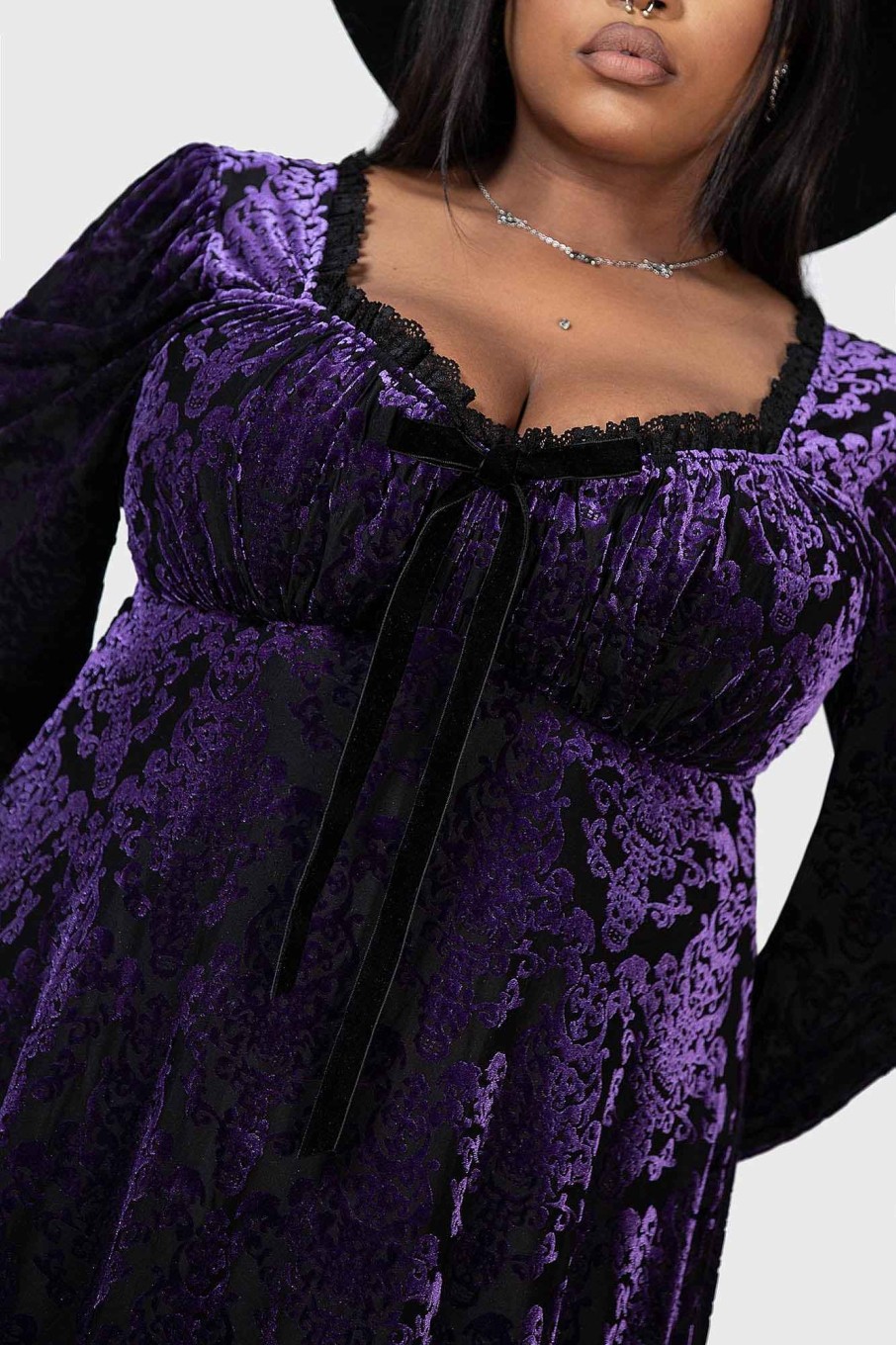 Plus KILLSTAR Co-Ords | Sitri Long Sleeve Dress [ ] [Plus] Purple