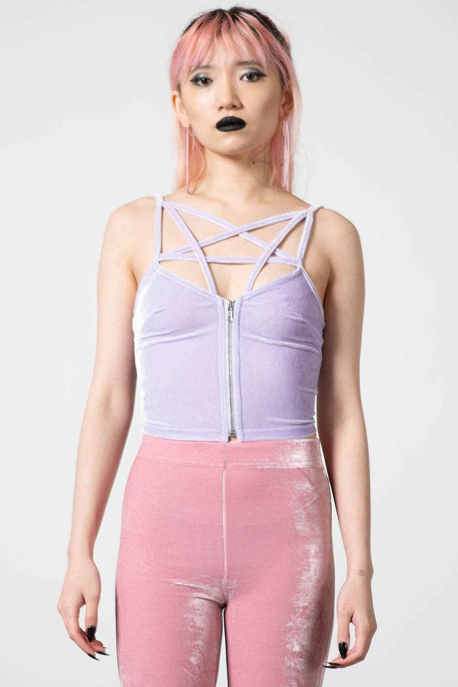 Women KILLSTAR Co-Ords | Lost In Sin Zip Top [Pastel ] Lilac