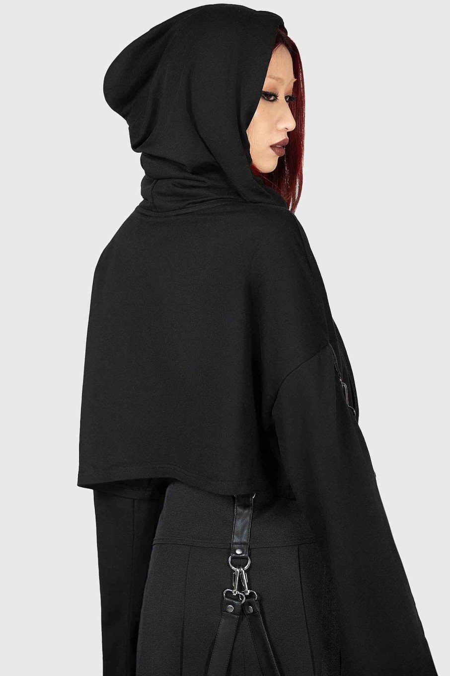 Women KILLSTAR Outerwear | Warlock Crop Hoodie Black