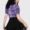 Women KILLSTAR Tops | Hayee Ribbon Shirt Purple Tartan