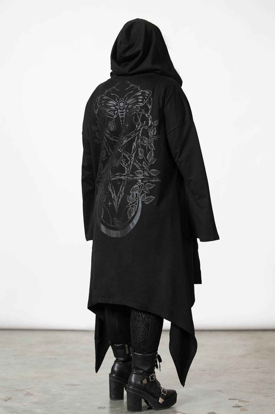 Men KILLSTAR Knitwear | Lunar Wizard Hooded Cardigan Black