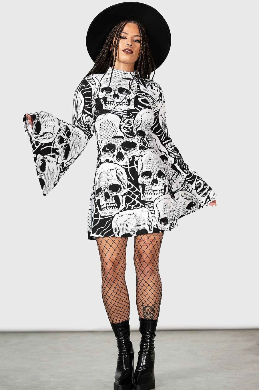 Women KILLSTAR Dresses | Skeleton Season Mini Dress Black/White