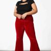 Plus KILLSTAR Bottoms | Moondance Velvet Bell Bottoms [Ruby] [Plus] Red