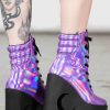 Shoes KILLSTAR | Diana Crescent Wedge Boots [ Holographic] Purple