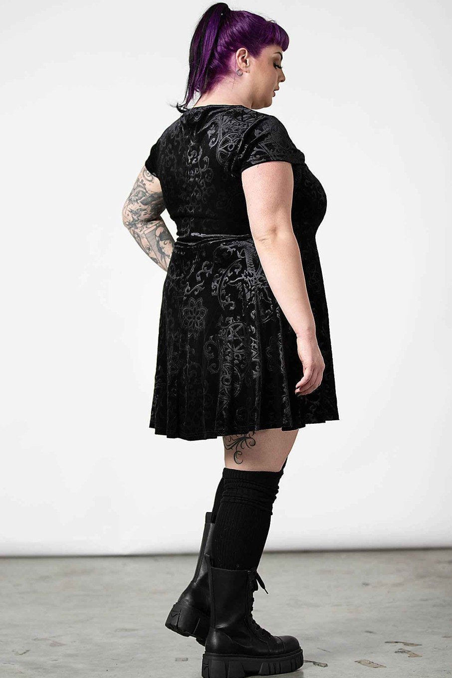 Plus KILLSTAR Dresses | Blasphemia Keyhole Skater Dress [Plus] Black