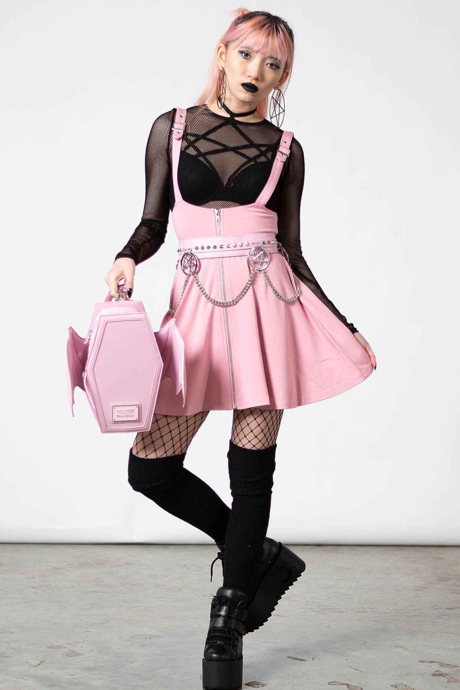 Women KILLSTAR Skirts | Suspend Me Statement Skirt [Pastel ] Pink