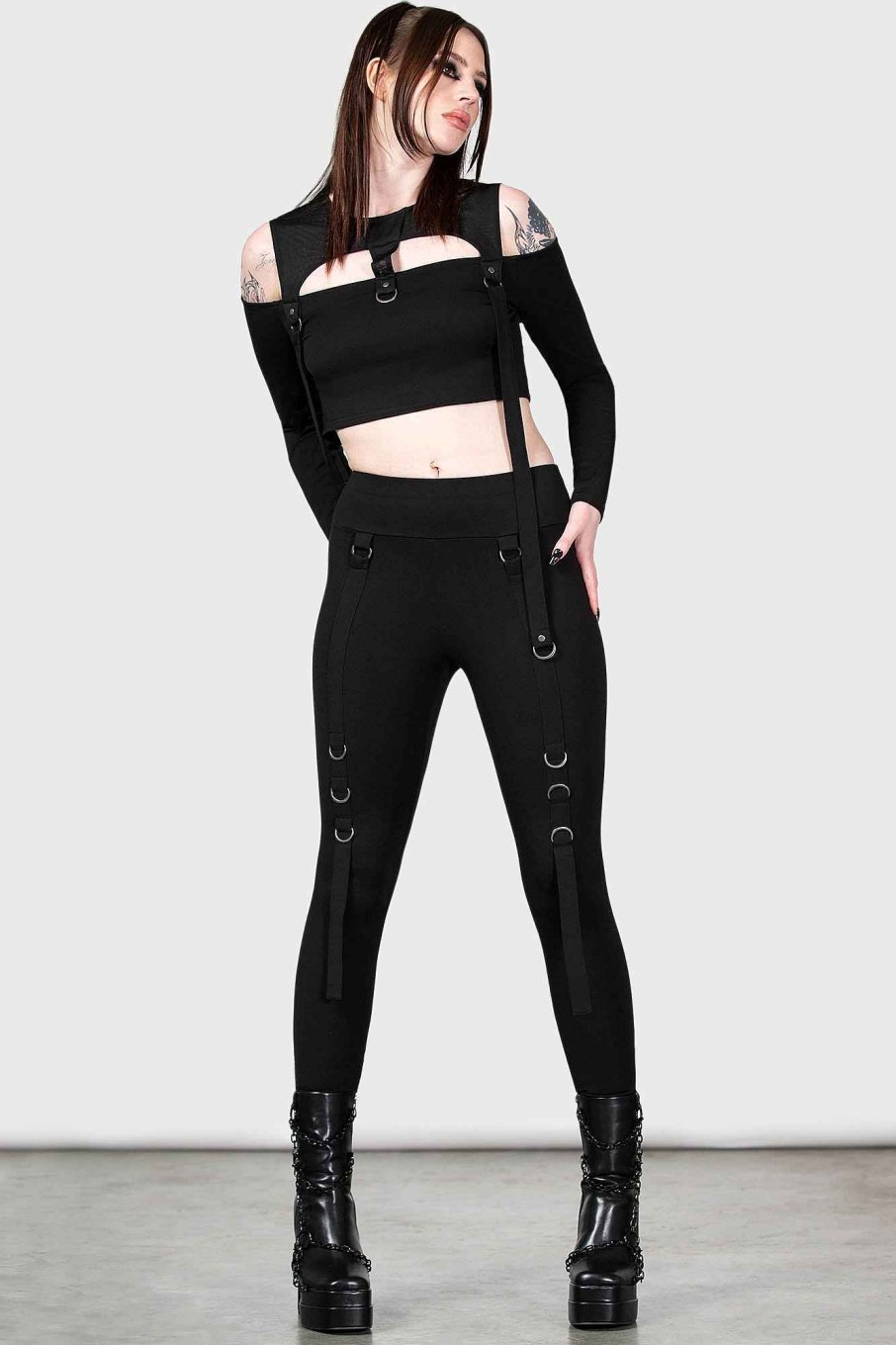 Women Killstar Bottoms | Oryx Leggings Black