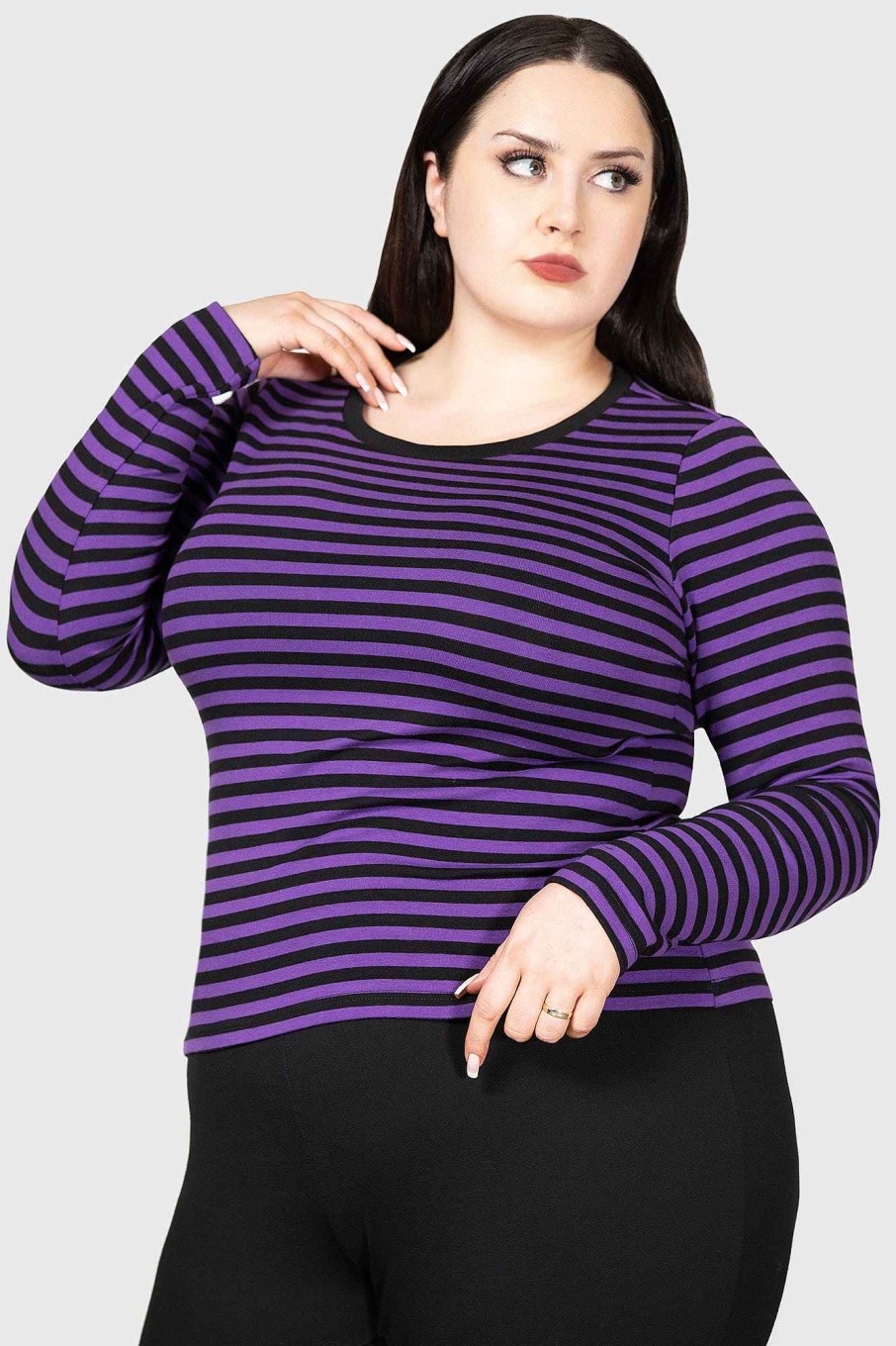 Plus KILLSTAR Tops | Jett Long Sleeve Top [Plum] [Plus] Purple