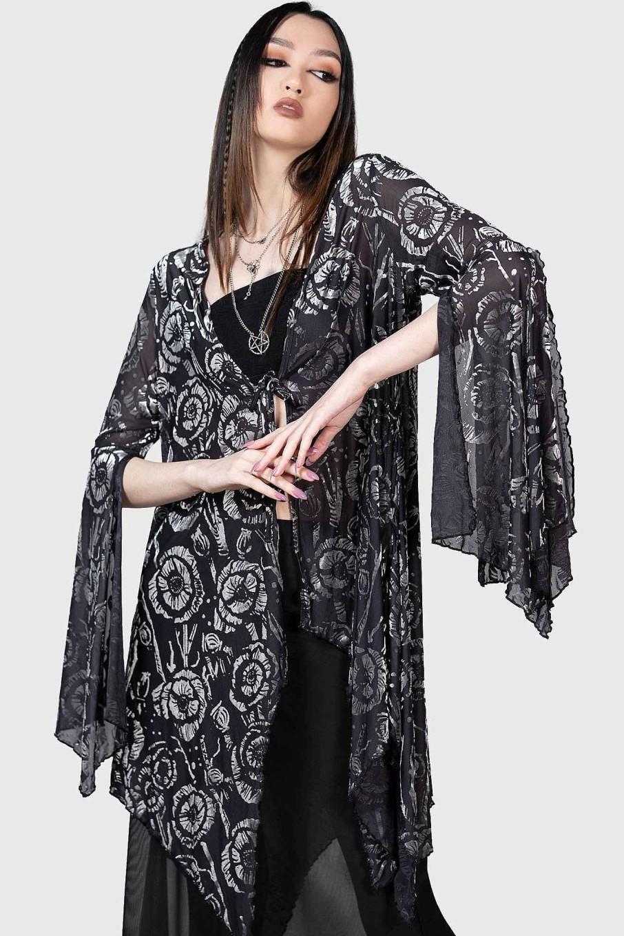 Women KILLSTAR Tops | Flowering Fear Shawl Grey