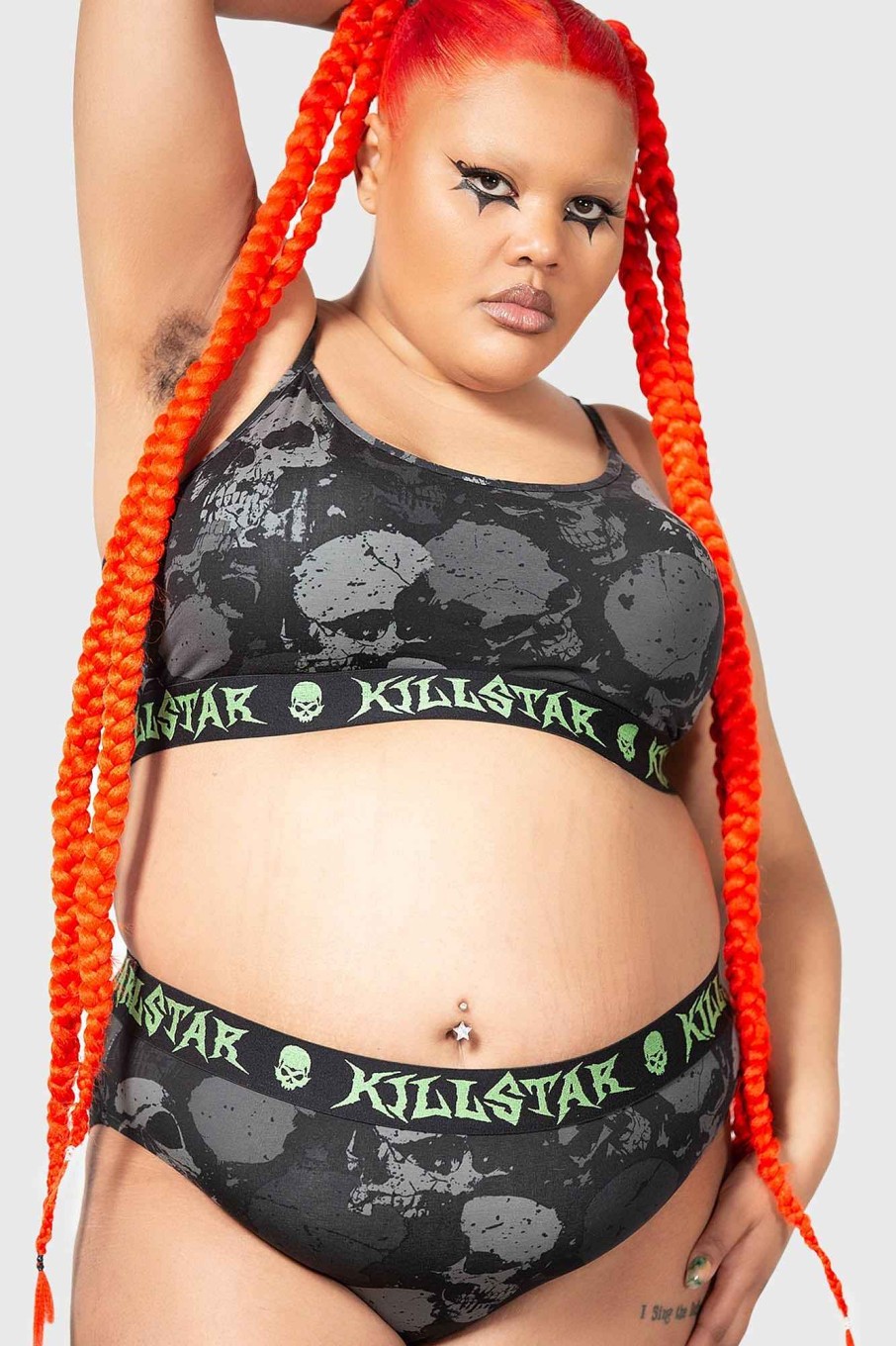 Plus KILLSTAR Co-Ords | Tzompantli Crop Top [Plus] Black