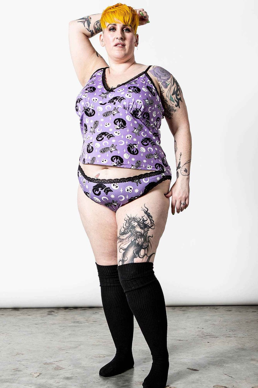 Plus KILLSTAR Loungewear | Purr Off Cami Top [Plum] [Plus] Purple