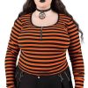 Plus KILLSTAR Tops | Izora Ribbed Top [Pumpkin] [Plus] Orange