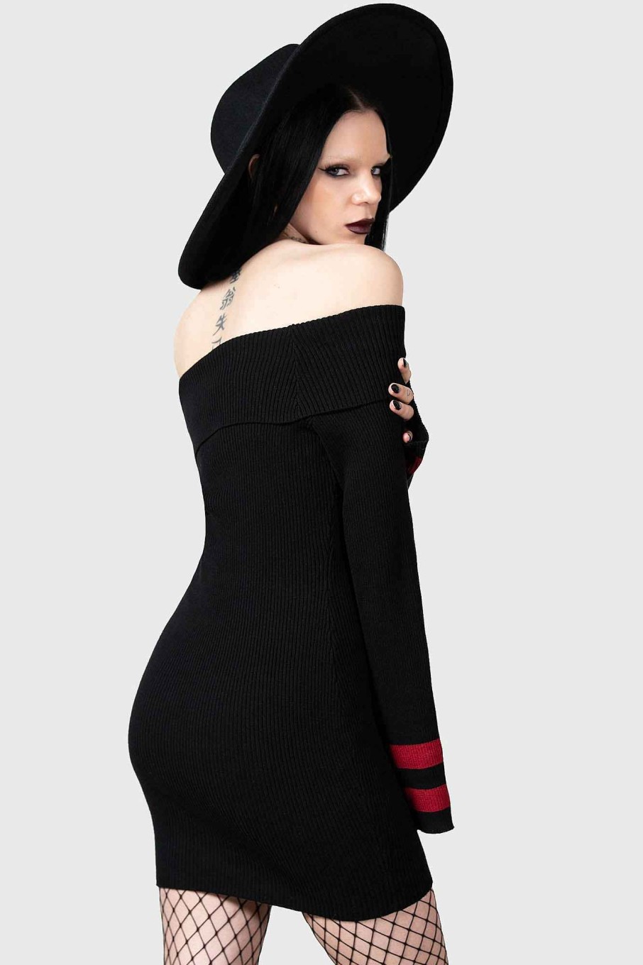 Women KILLSTAR Dresses | Alder Bardot Knit Dress Black