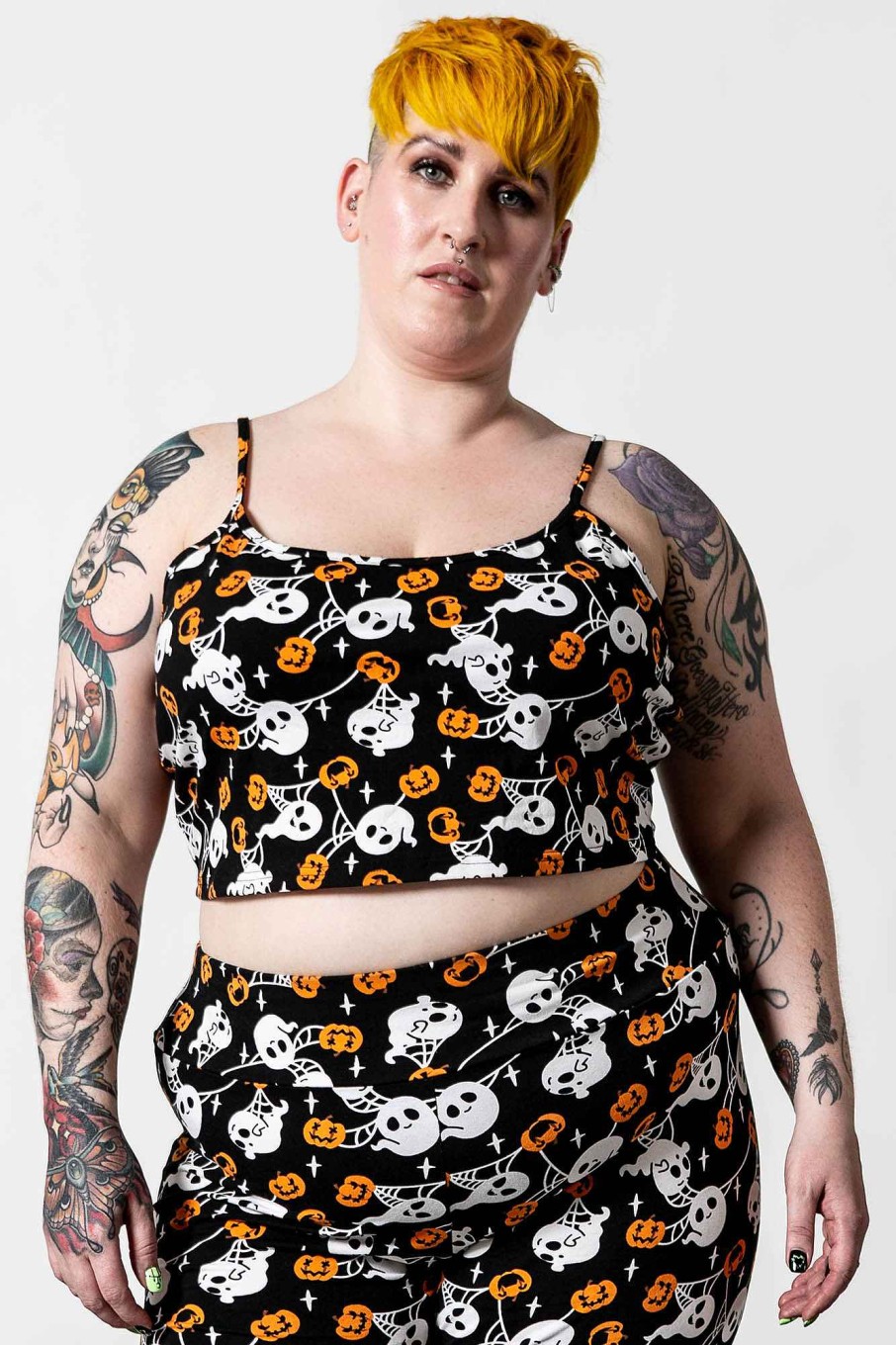 Plus KILLSTAR Loungewear | Haunted Pumpkin Cropped Cami [Plus] Black