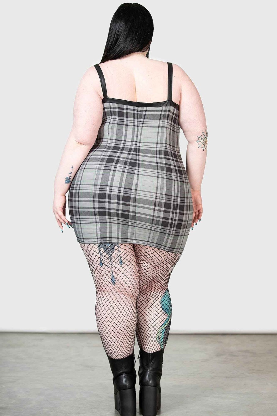 Plus KILLSTAR Dresses | Bury Me Bodycon Dress [Plus] Grey Tartan