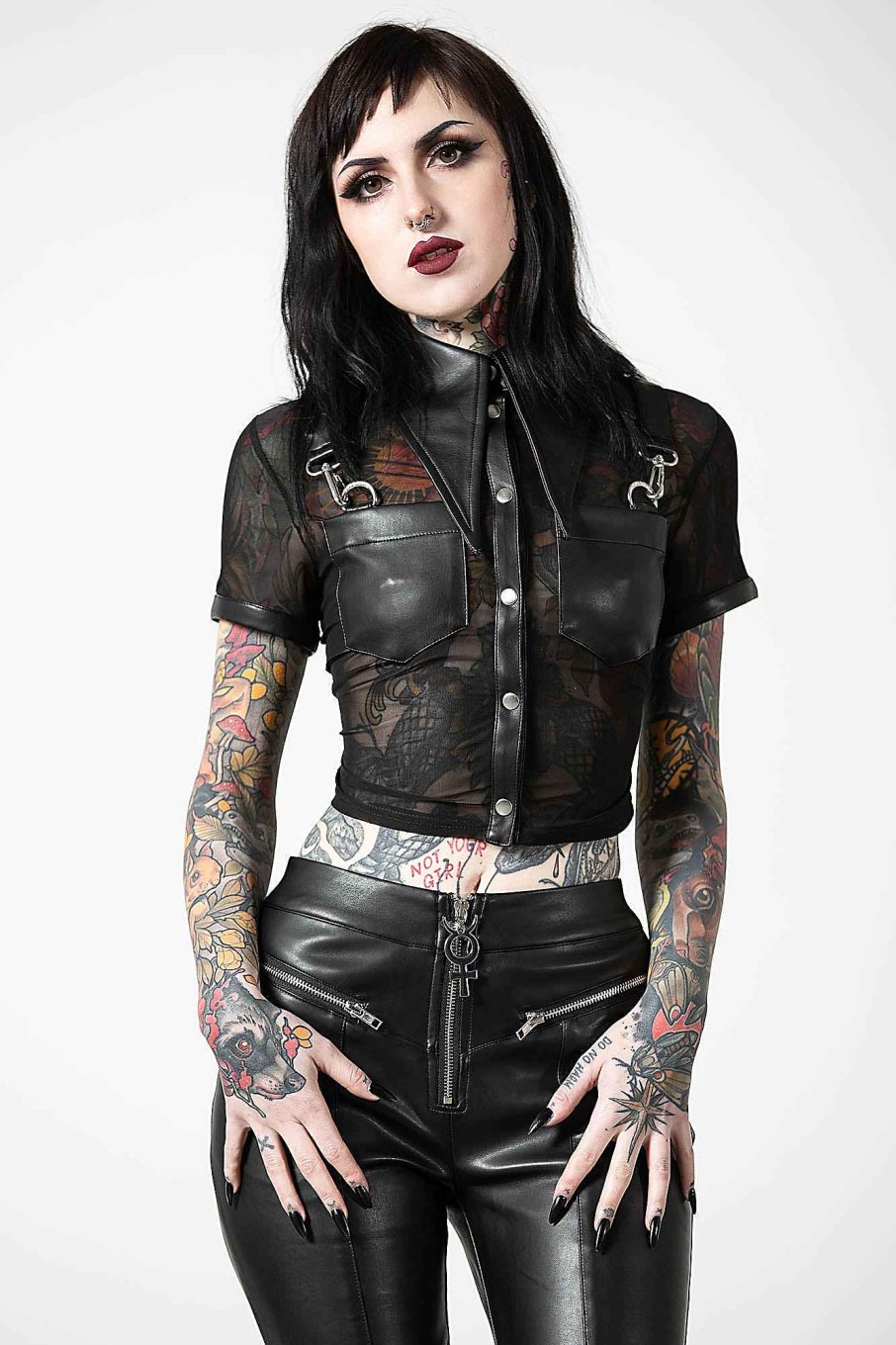 Women KILLSTAR Tops | Dark Halo Crop Shirt Black