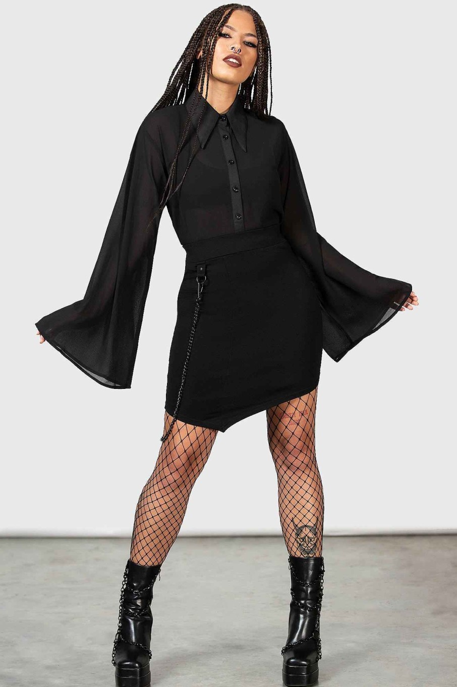 Women KILLSTAR Skirts | Viki Asymmetric Skirt Black