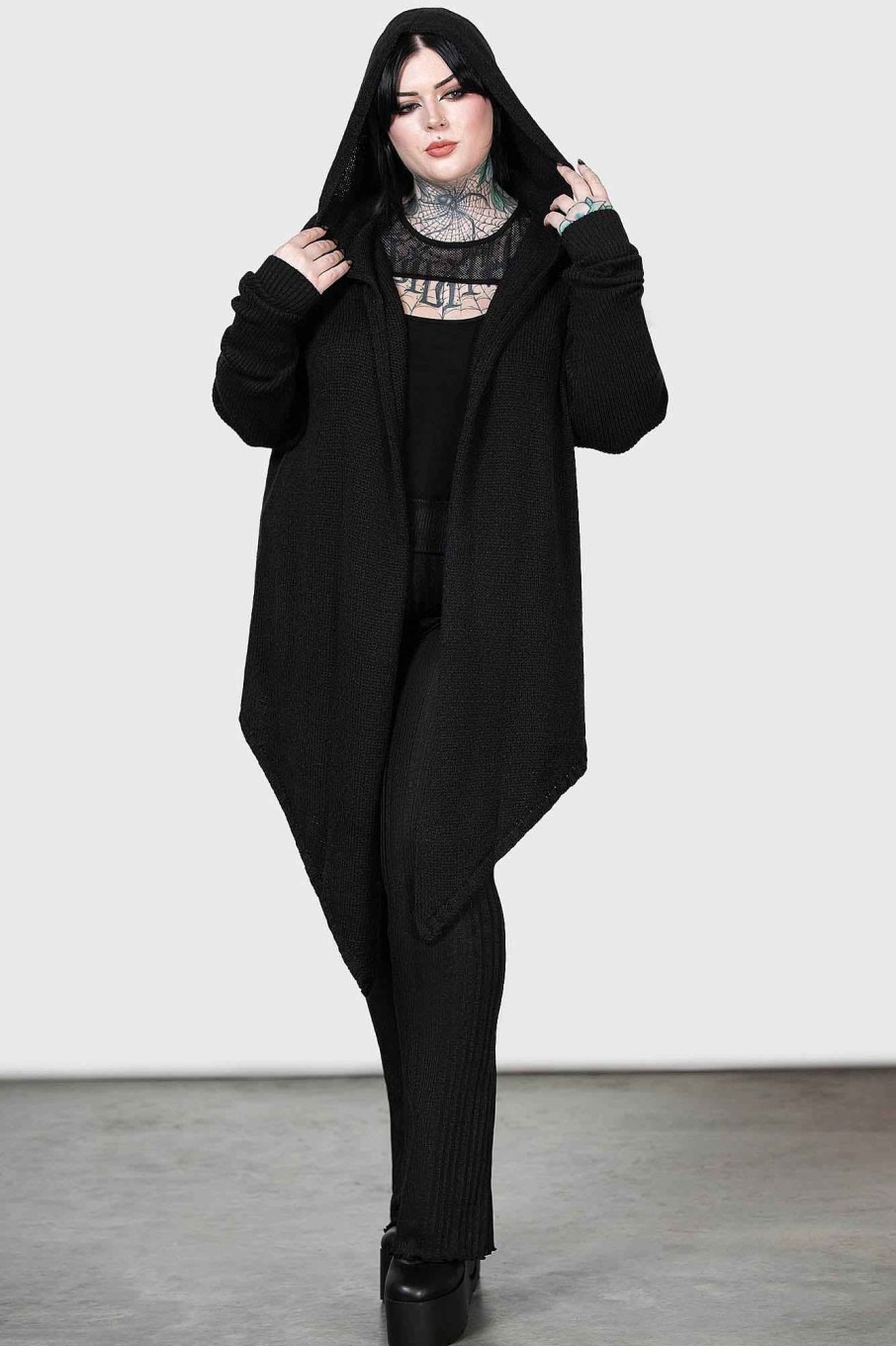 Plus KILLSTAR Knitwear | Veiled Sins Cardigan [Plus] Black