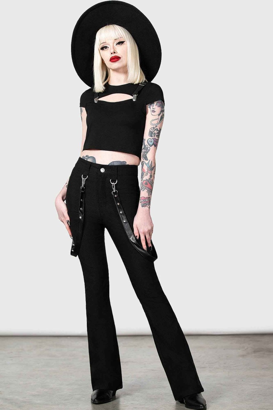 Women KILLSTAR Bottoms | Cutout Bondage Trousers Black