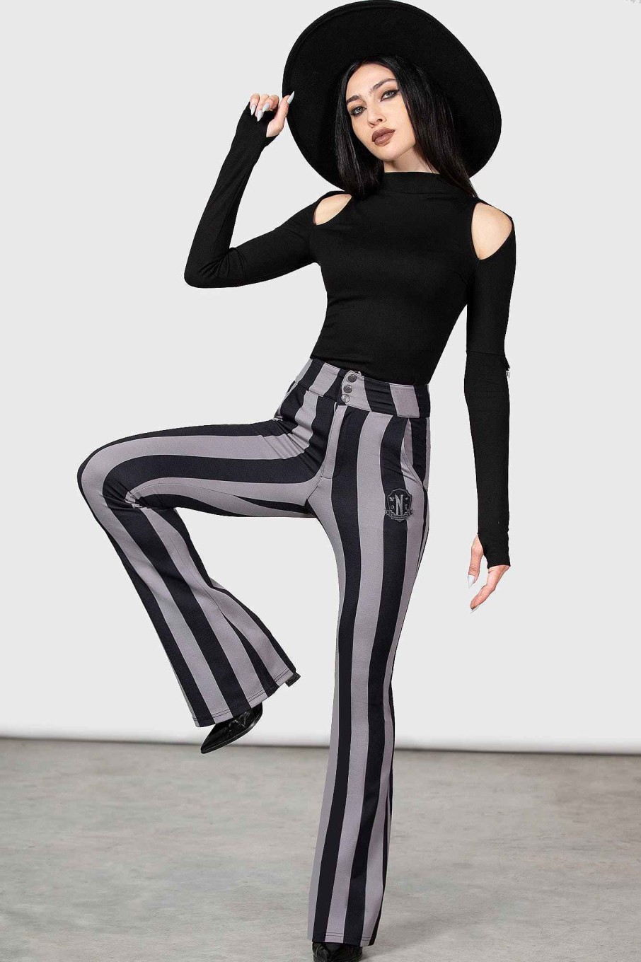 Women MGM WEDNESDAY Bottoms | Nightshades And Ravens Bootcut Trousers Grey